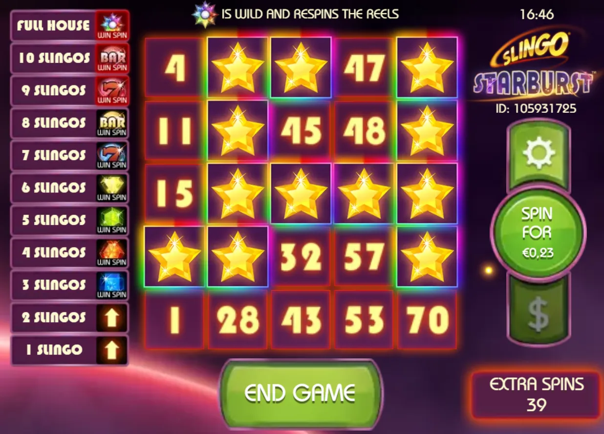 Slingo Starburst Game